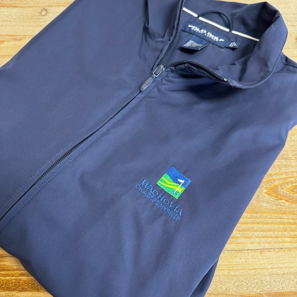 Men’s Polo Golf Ralph Lauren Navy Full Zip Vest PGA‎ Wachovia Championship Large
